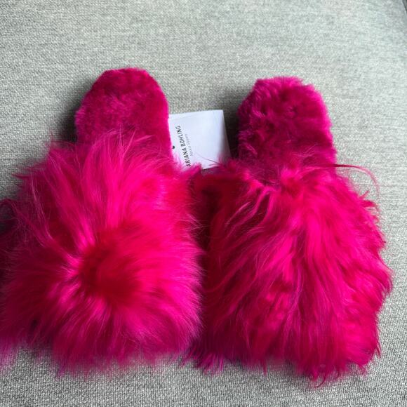 Ariana Bohling Suri Alpaca Fur Slippers Hot Pink Women's Small (6/7) New - Picture 15 of 15